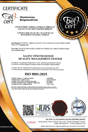 ISO 9001 Quality Management System certificate