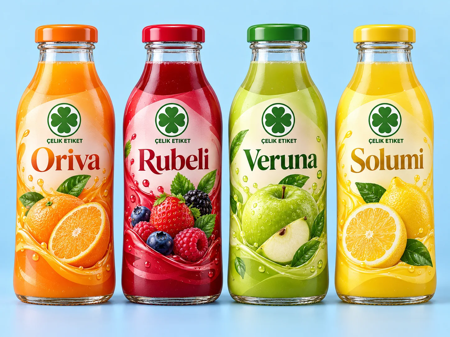 Fruit juice bottles — Çelik Etiket shrink sleeve etiket